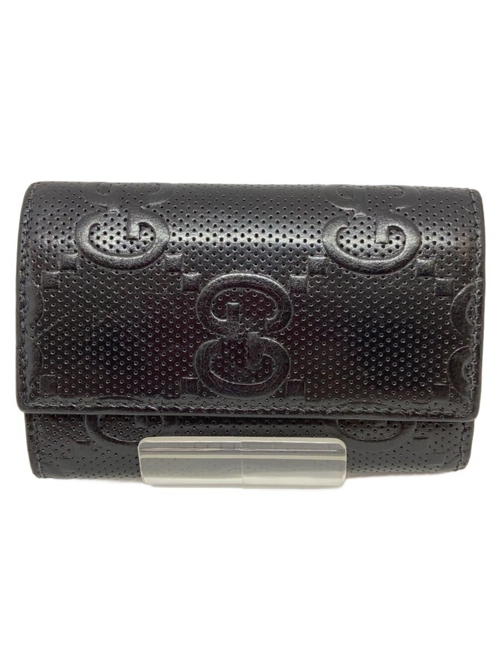 Gucci Key Case Wallet GG Embossed Leather Black